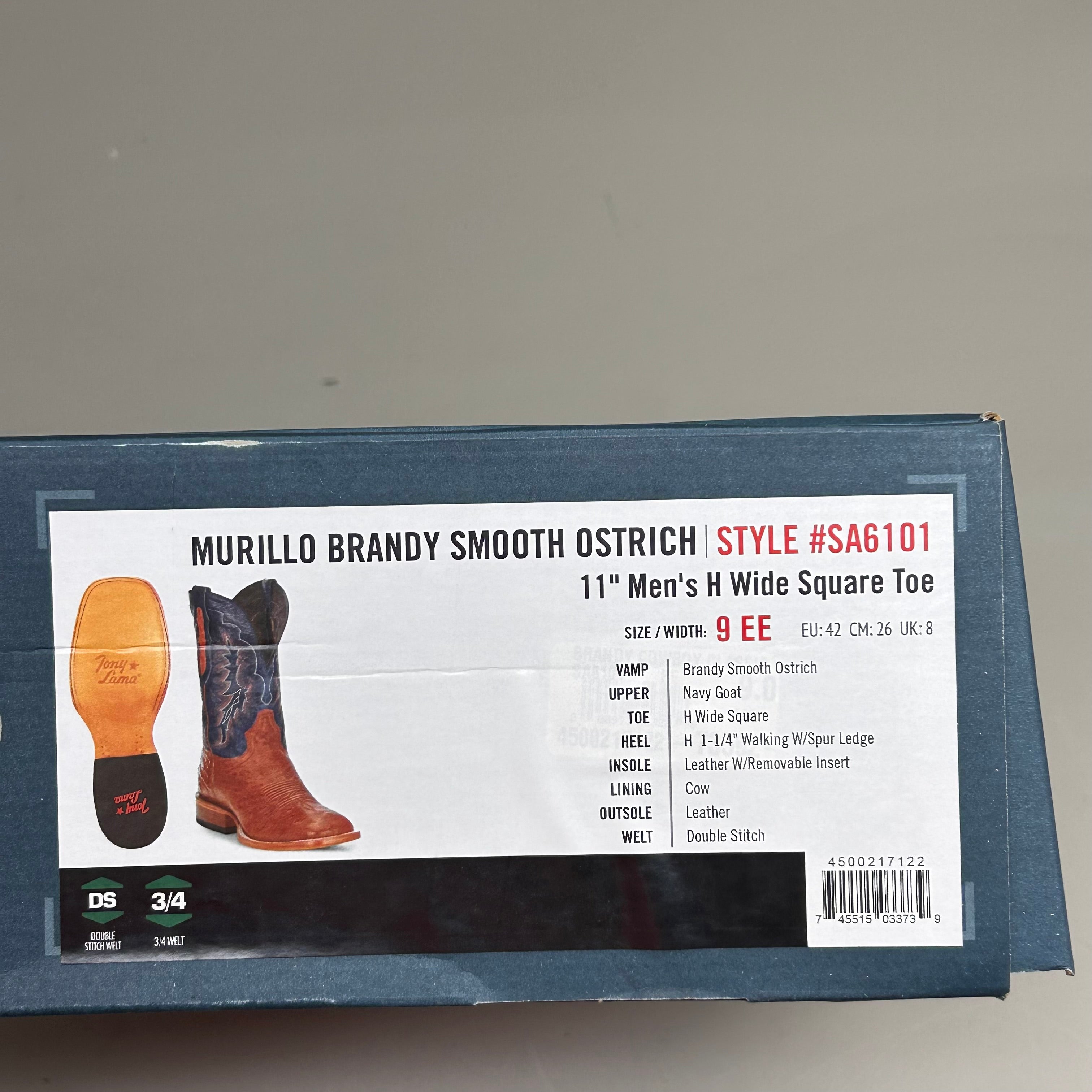 Tony Lama Murillo brandy Smooth Ostrich Style # SA6101 Men's Size 9 EE